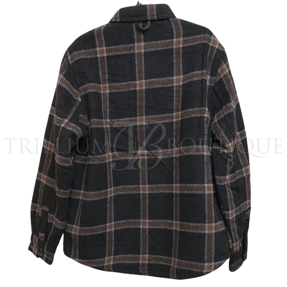 JACHS Men's Wool Blend Heavyweight Shirt Jacket Pile Fleece Lining Gray NWT - Picture 2 of 2